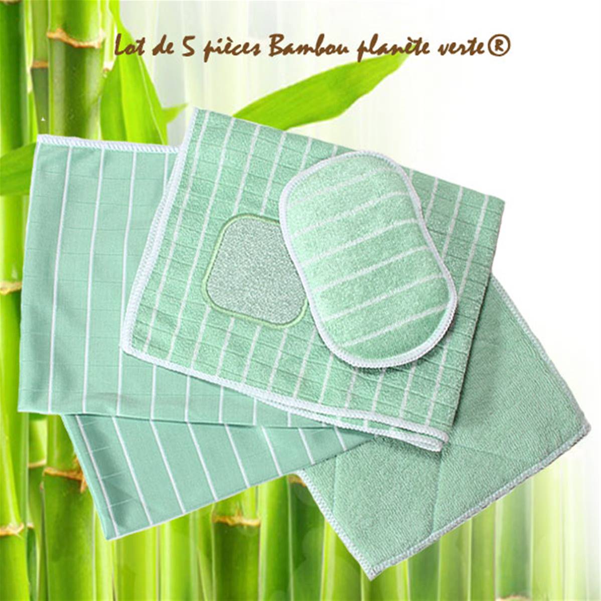 Microfibre Bambou Planète verte 5 pièces - SCM Boutique